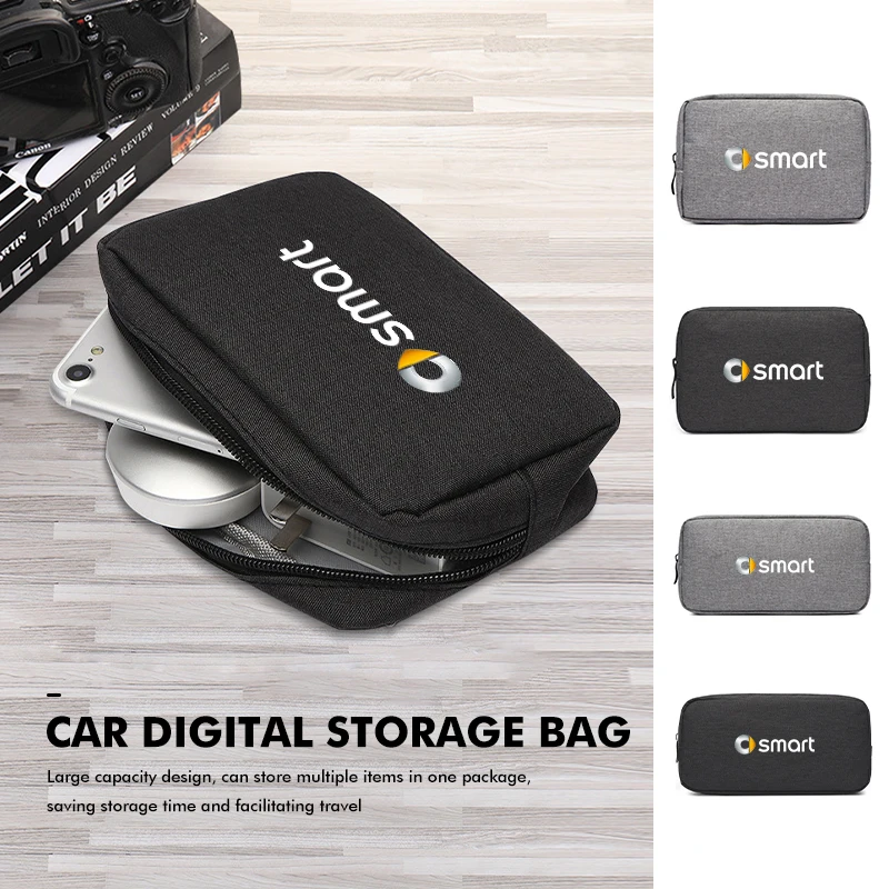 Car Digital Data Line Box Travel Organizer Trunk Storage Bag For Smart EQ Cabrio Crossblade ROADSTER City-Coupe 452 454