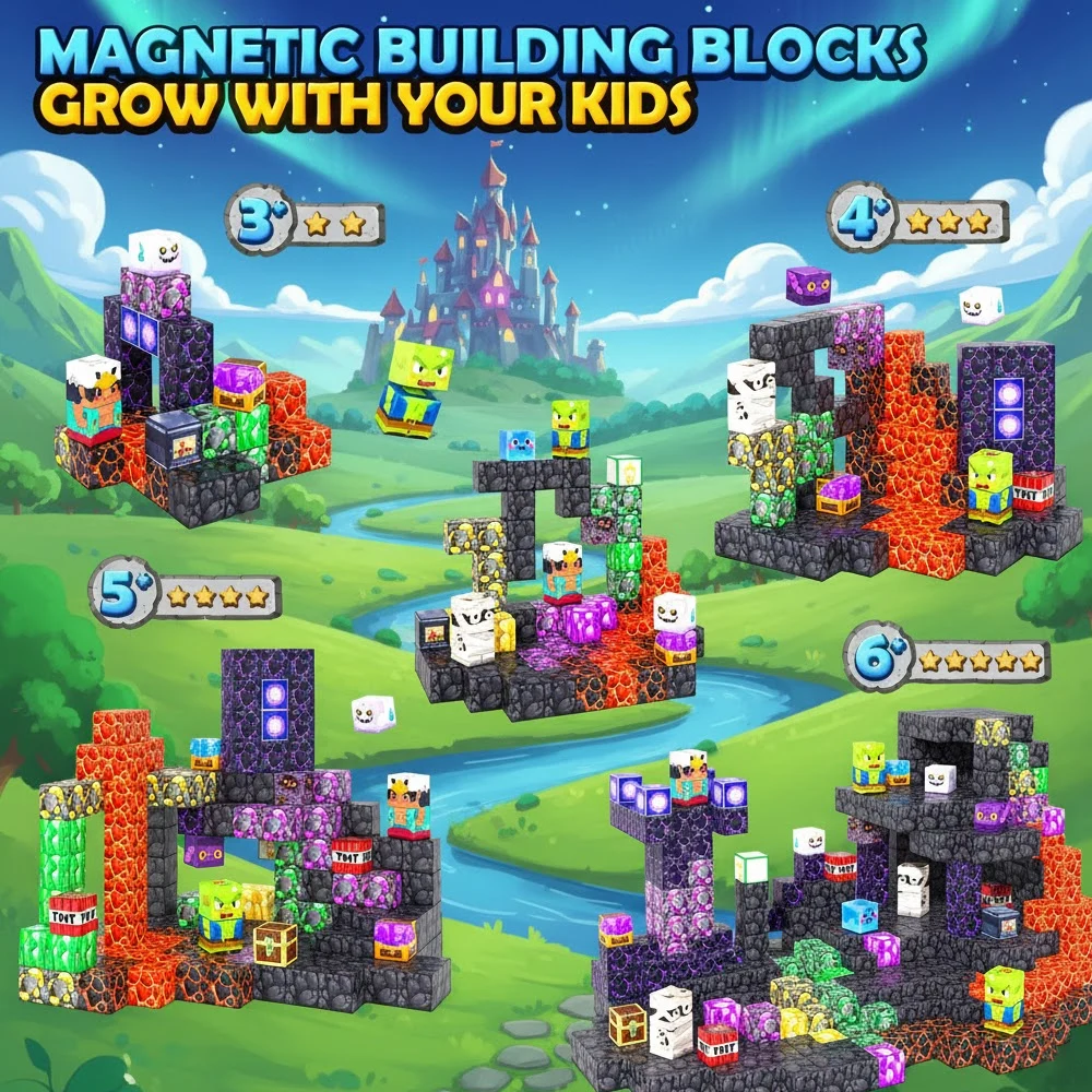 Blocchi magnetici Mattoni creativi La mia famosa scena Set architettonico mondiale Bambini Modello fai da te Giocattolo Regali di Natale per bambini