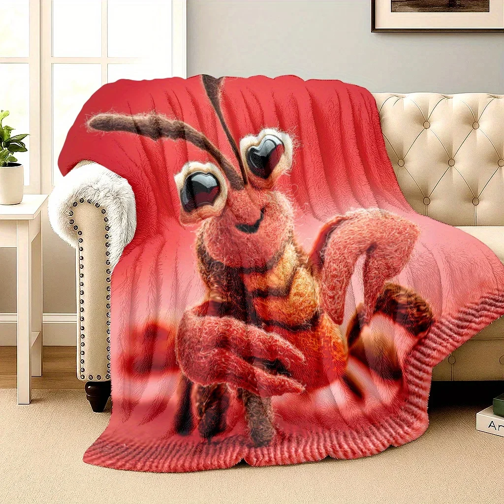 Red Fun Insect Animal Throw Blanket for Sofa Bed Cozy Decor Plush Blanket Gift