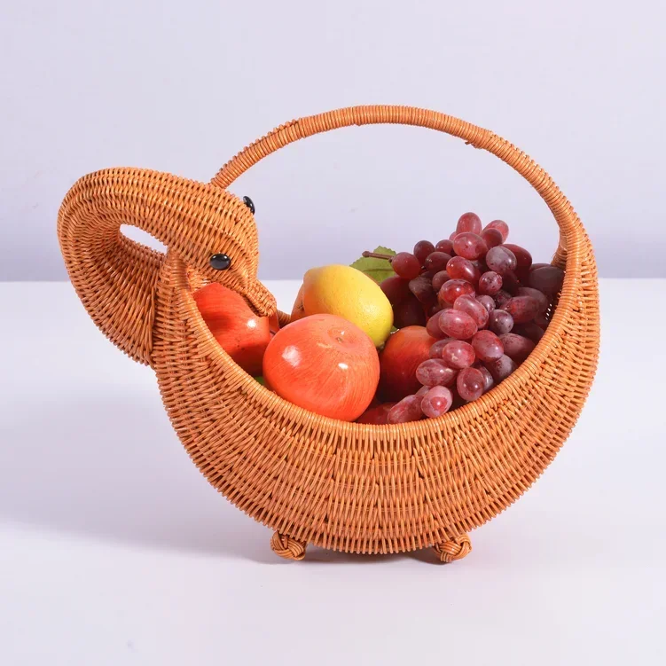 Vine woven fruit storage basket, hand woven carrying basket, egg , gift picnic , duck , living room decoration