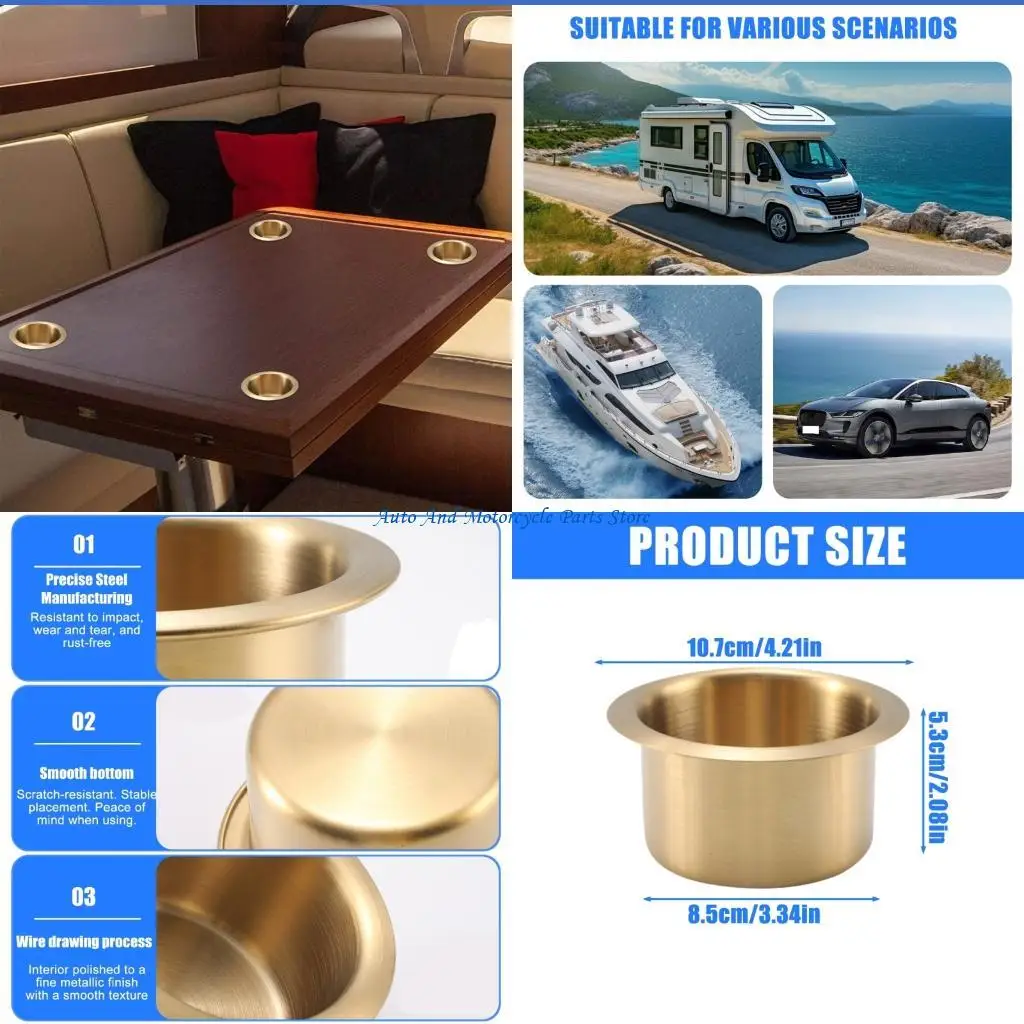 P9FD Stainless Steel Drink Holder For Travel Trailers And Dining Tables RVs Cup Stand
