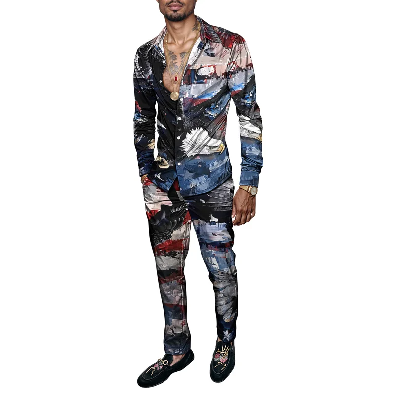 

2025 Spring/Summer Fashion 2 Piece Set for Men's Luxury Lightweight Party Long Sleeve Suit Fashion Set Comfortable Fit Breatha