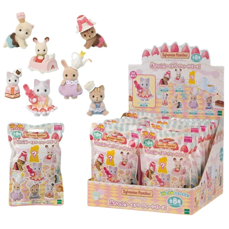 Original Sylvanian Families Anime Figures Forest Cake Clan Baking Series Dress Up Baby Doll Figrue Ornaments Toys Girls Gifts