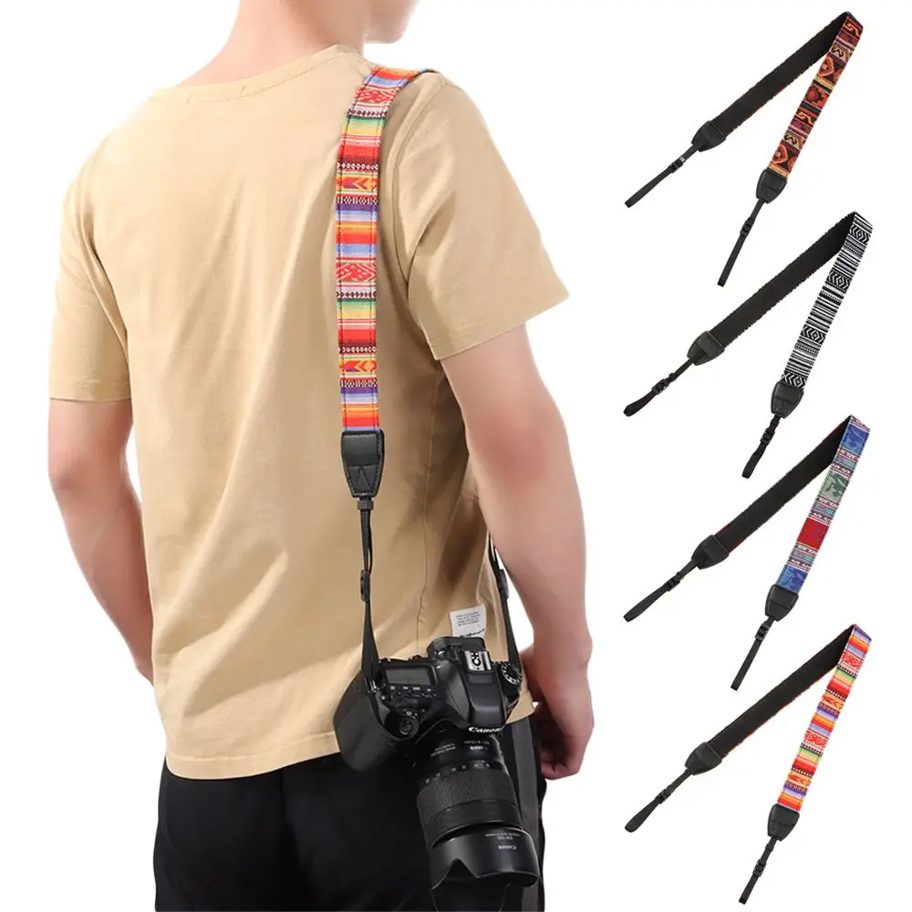 Ethnic Style Adjustable Lanyard Band PU Leather SLR Camera Shoulder Strap Camera Shoulder Band DSL/DSLR Camera Strap Neck Strap