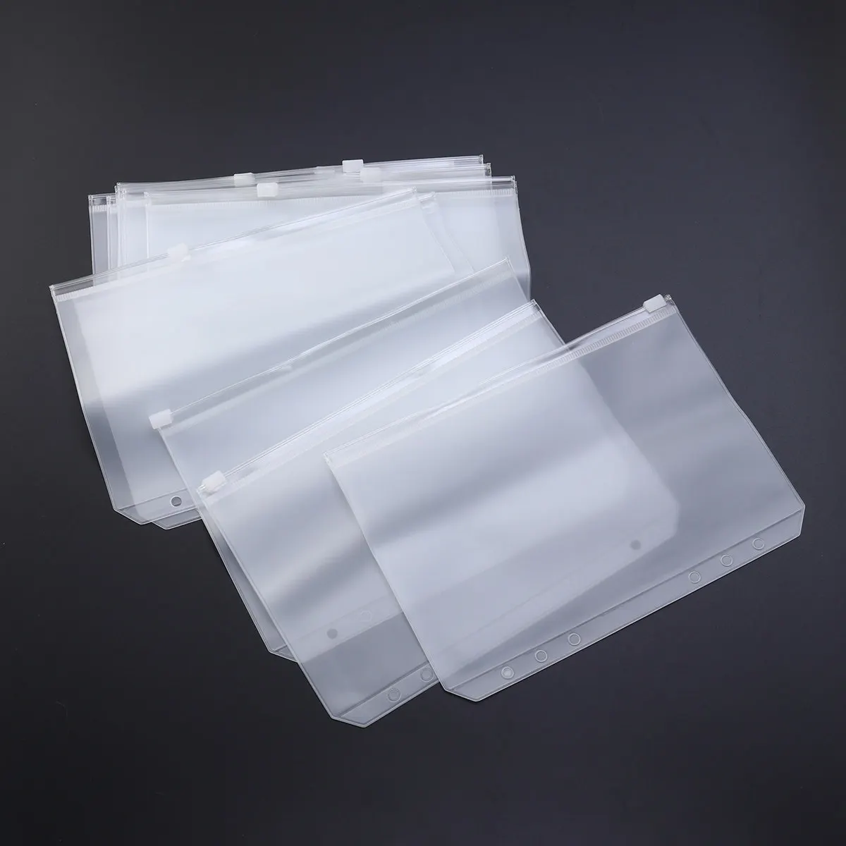 

10Pcs A5 Transparent Zipper Storage Bag Lightweight Paper Organizer Folder Office Travel Business Loose Leaf Holder