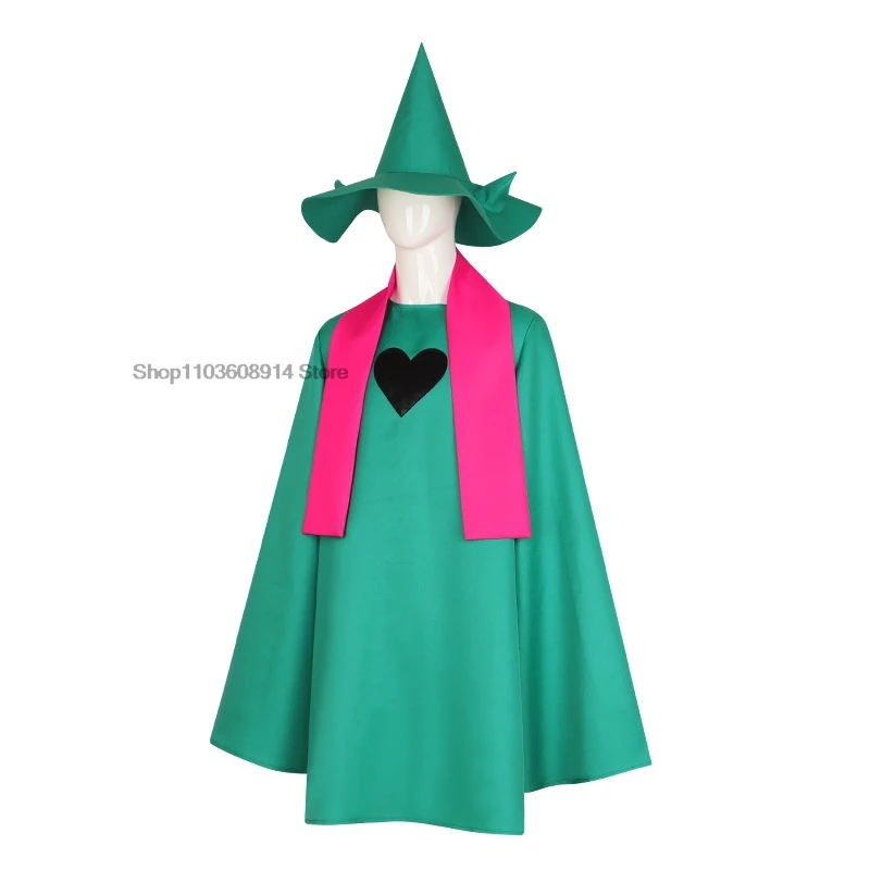 Undertale Ralsei Cosplay felpa con cappuccio mantello Top Deltarune Cosplay Cape Outfit con cappello sciarpa Costume di Halloween da uomo e da donna