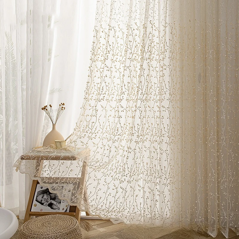 Custom  Size！！Modern High-end Luxury Fashion Embroidered Window European Elegant Curtains for Living Dining Room Bedroom Decor