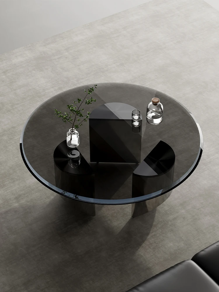 Coffee table living room household Italian light luxury suspended modern small apartment round tempered