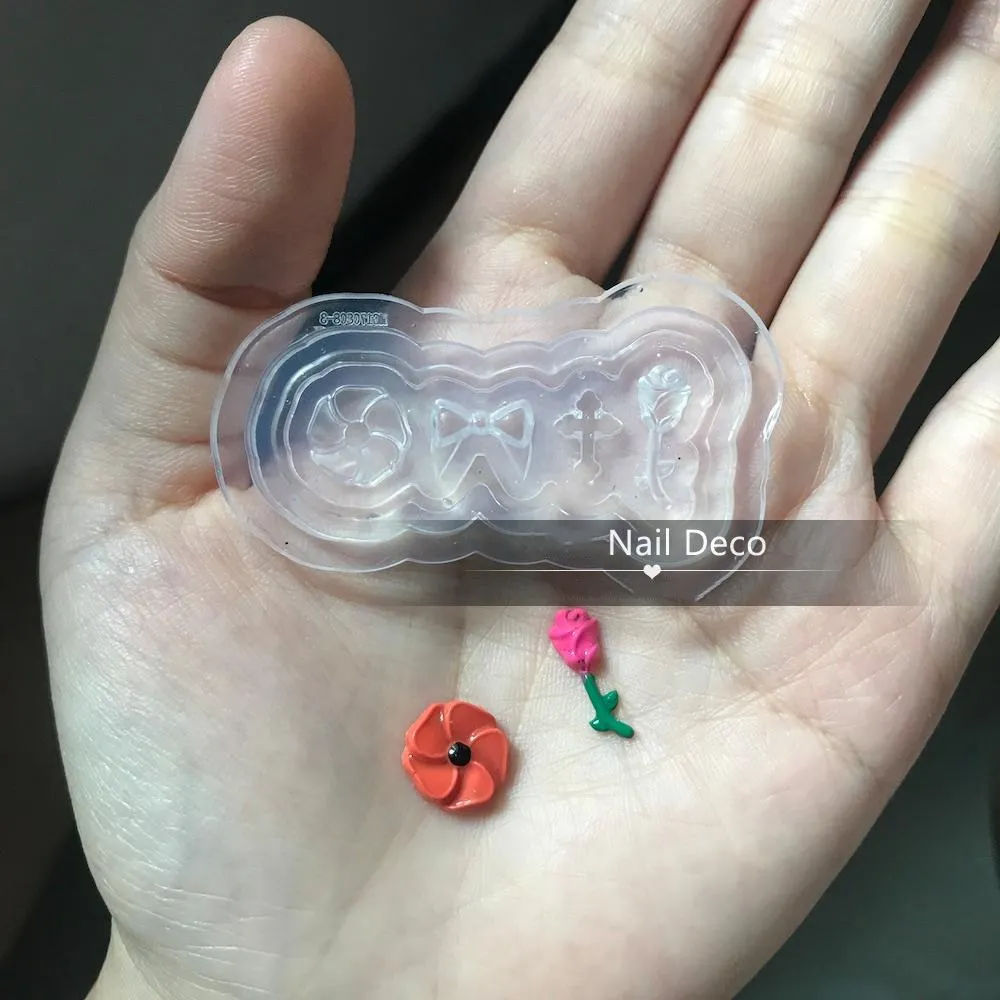 1pc Lips 3D Acrylic Nail Mold Flower Palace Nail  Decorations  DIY Design Rose  Silicone Manicure Mold Nail Art