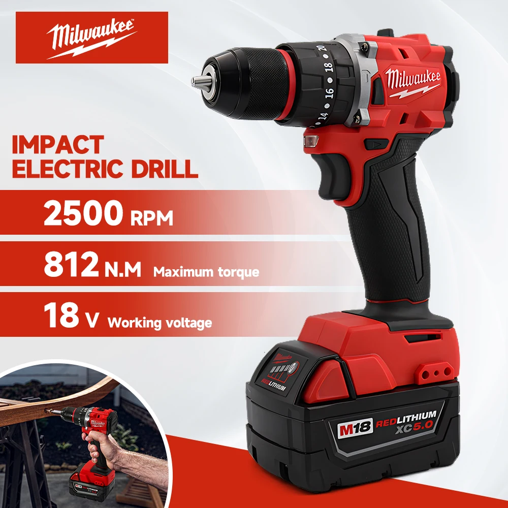 Milwaukee M18 Electric Drill 150 N.m Brushless Cordless Impact Drill Of Decoration Team Uses 18v Milwaukee Battery Power Tools