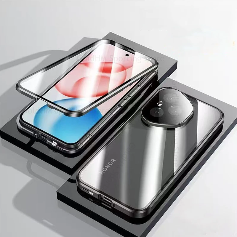 

For Honor 400 Pro Tempered Glass Phone Case For Honor 300 Ultra 400 Pro 360° Double Sided Glass Magnetic Full Protective Cover