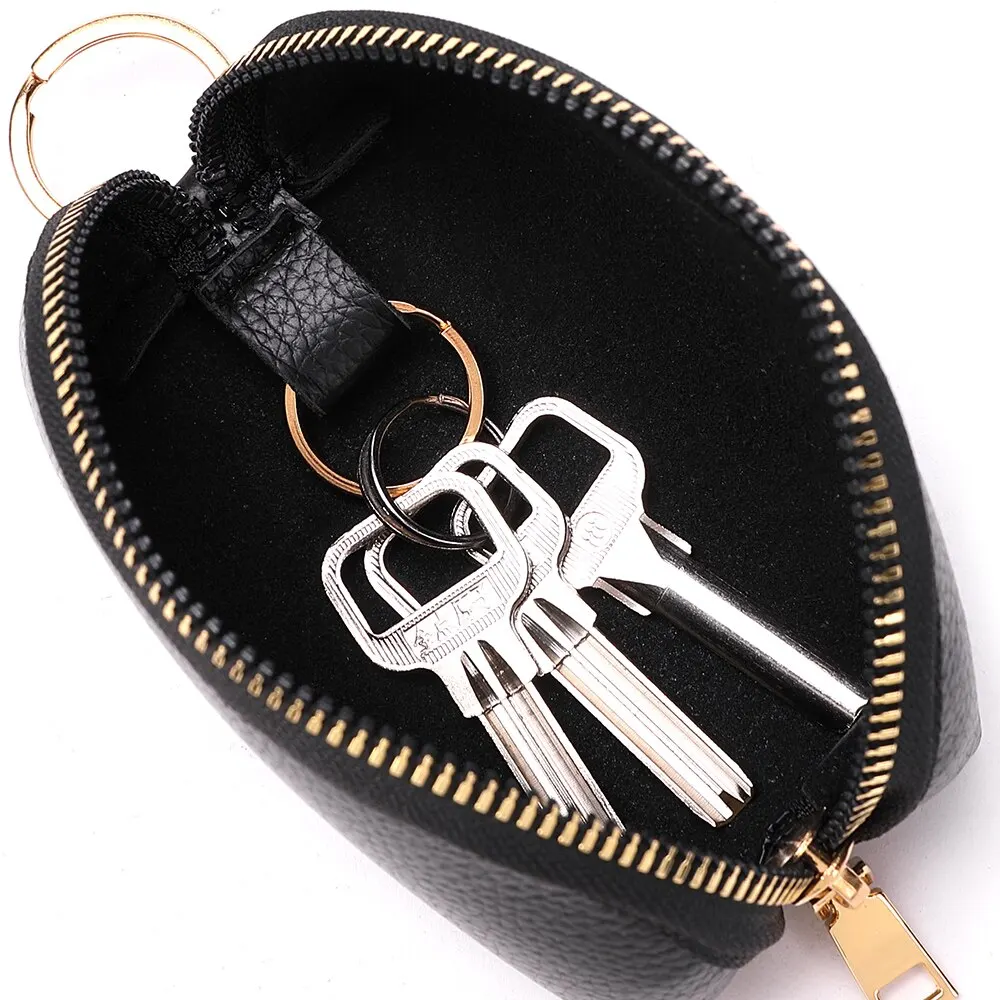 Men Lychee Patterned Soft Leather Fashionable Key Bag Zipper Cute Mini Zero Wallet Girl