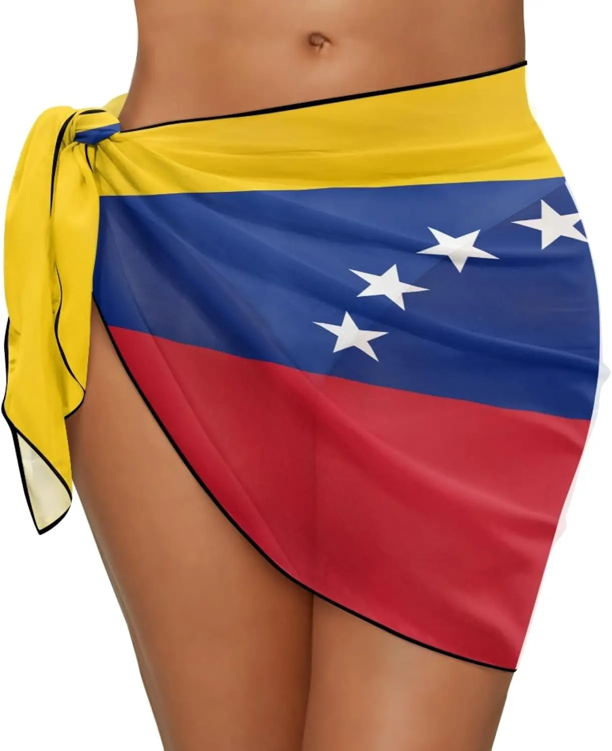 Custom Top Country Flag Printed Women's Chiffon Blouse Swimsuit Cover-Up Sarong Beach Bikini Wrap Sheer Short Skirt Scarf