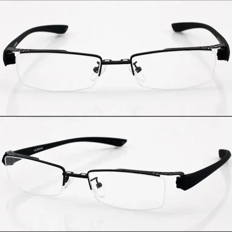 Magnetic Polarized Clip on half rim Eyeglasses Frame Night Driving sunglasses Rx