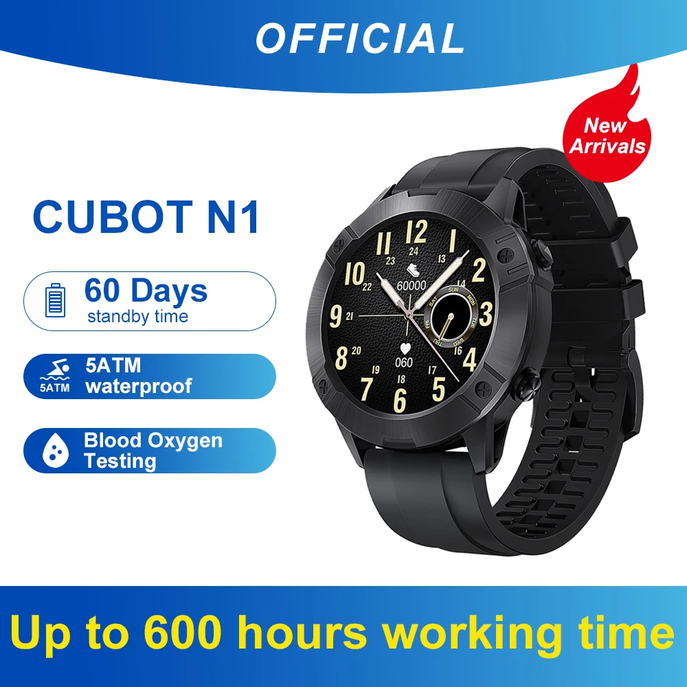 Cubot N1 Smart Watch Women 5ATM Waterproof SmartWatch For Men Blood Oxygen Heart Rate Fitness Tracker For Android Xiaomi Iphone