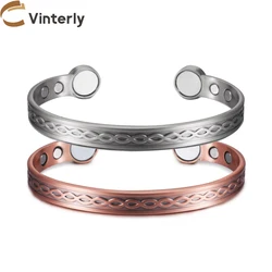 Vinterly Copper Bracelets Magnetic Infinite Love 8mm Adjustable Health Energy Magnets Bangles Resizable Cuff Jewelry Women Men
