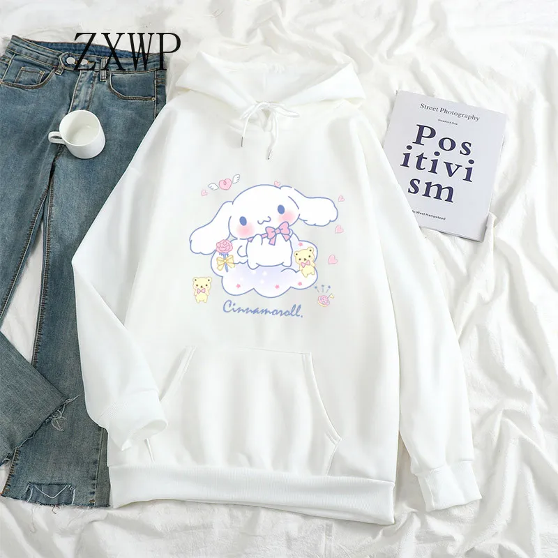 Cute Hoodie Women Harajuku Cartoon Cinnamoroll Graphic Hoody Kawaii Hoodies Unisex Aesthetic Fashion tops y2k Sweatshirts