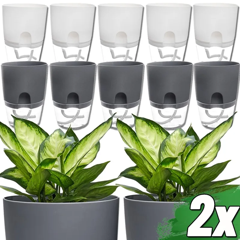 Self Watering Plant Pots Double Layer Cotton Rope Self-absorbent Water Flower Pot Plastic Hydroponics Plants Pot Garden Supply