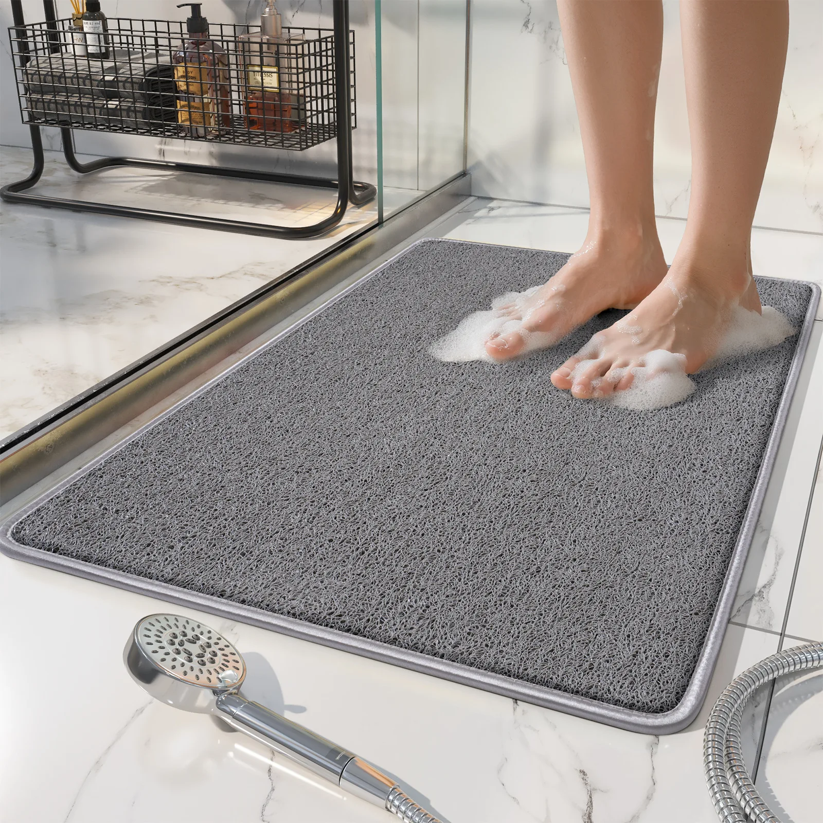 

Non-Slip Shower Mat, Loofah Style Bath Floor Mat, Waterproof Anti-Slip Foot Pad for Bathroom Shower Room