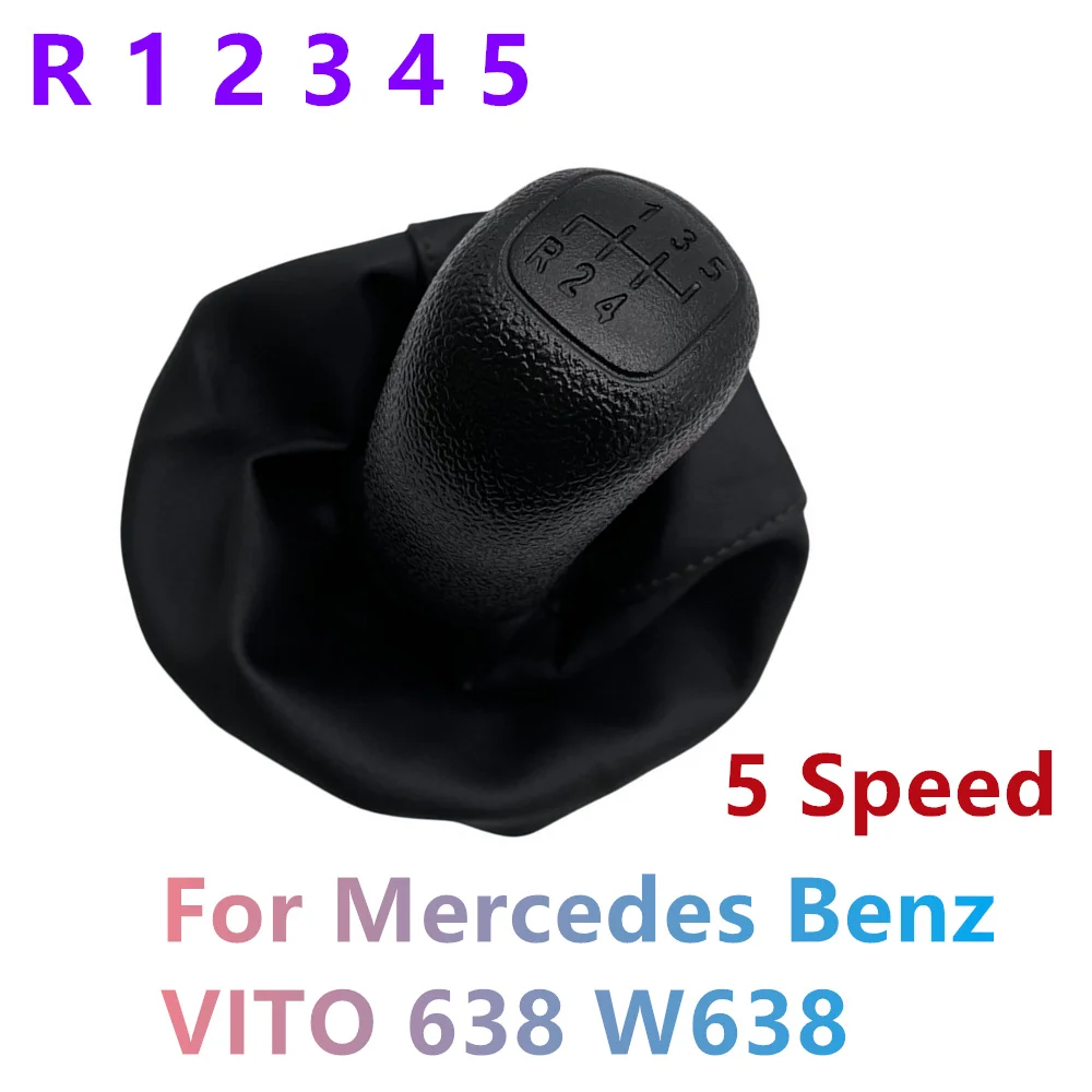 Manual Car Gear Shift Knob Shiter Handle With Gaiter Boot Cover 5 Speed #0002670010 For Mercedes Benz VITO W638 Leather Parts