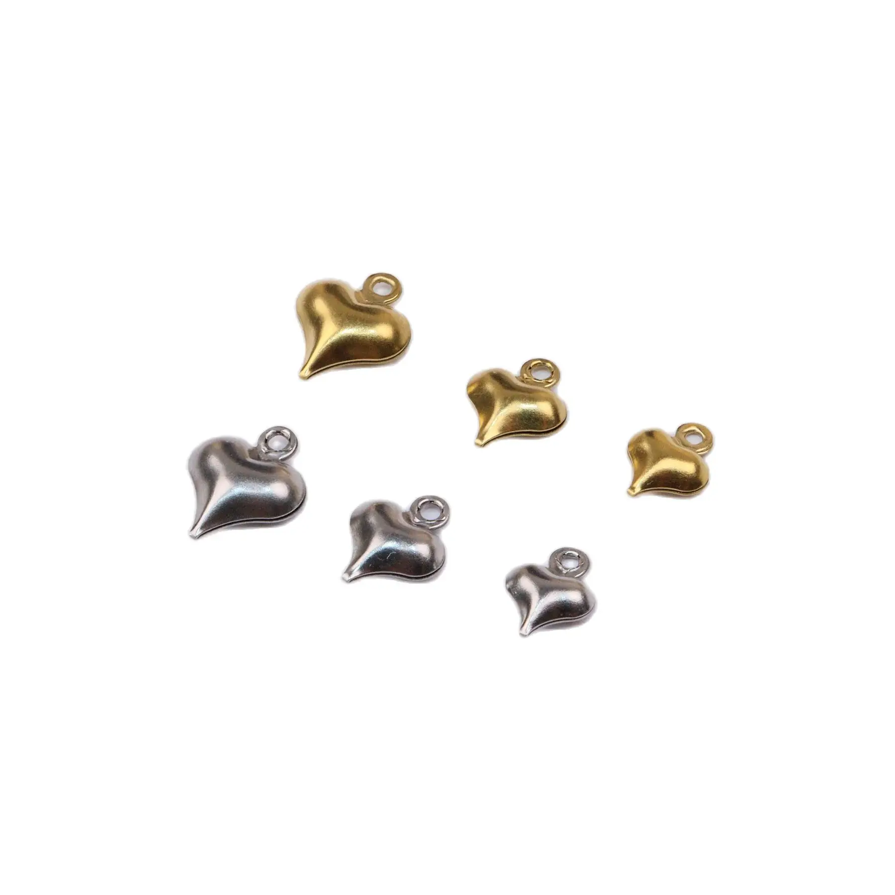 

40/10pcs Wholesale StainlessSteel Mini 3D Heart Dangling Women's Fashion Jewelry Charms DIY Anklets Earrings Bracelets Unfading