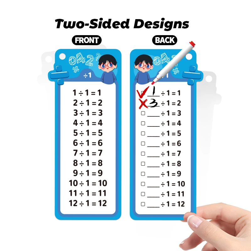 1-12 Maths Table Cards Self Check Math Learning Tool Montessori Mathematical Teaching Aids Add&Subtract or Multiply&Divide Set