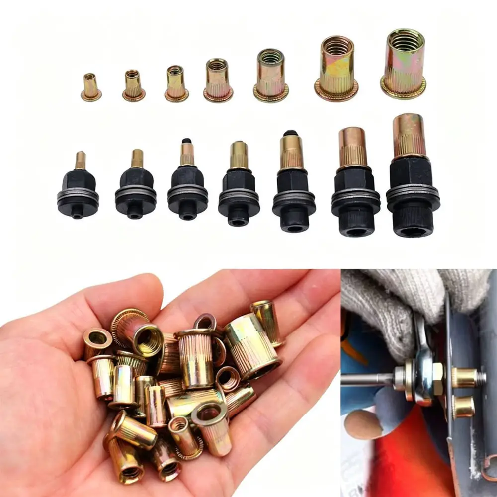Riveting Nut Tool Kit Threaded Insert Fasteners Carbon Steel Automotive Maintenance Hand Applicator Professional Repair Tool