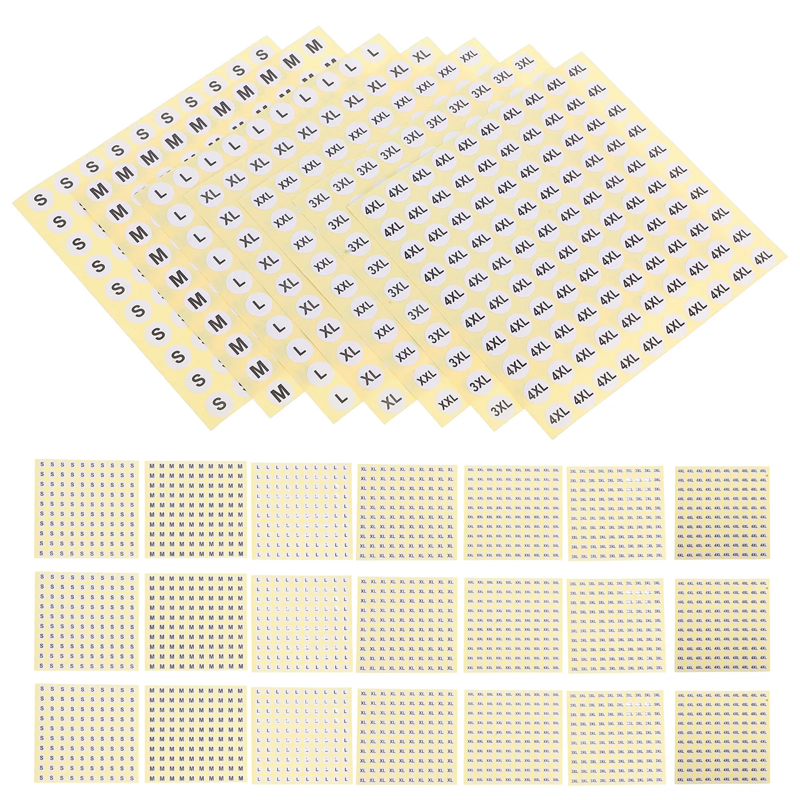 

7000Pcs Garment Size Stickers Round Self Adhesive Waterproof Clothing Labels Apparel Size Tags Retail S M L Xl Xxl Xxxl Xxxxl