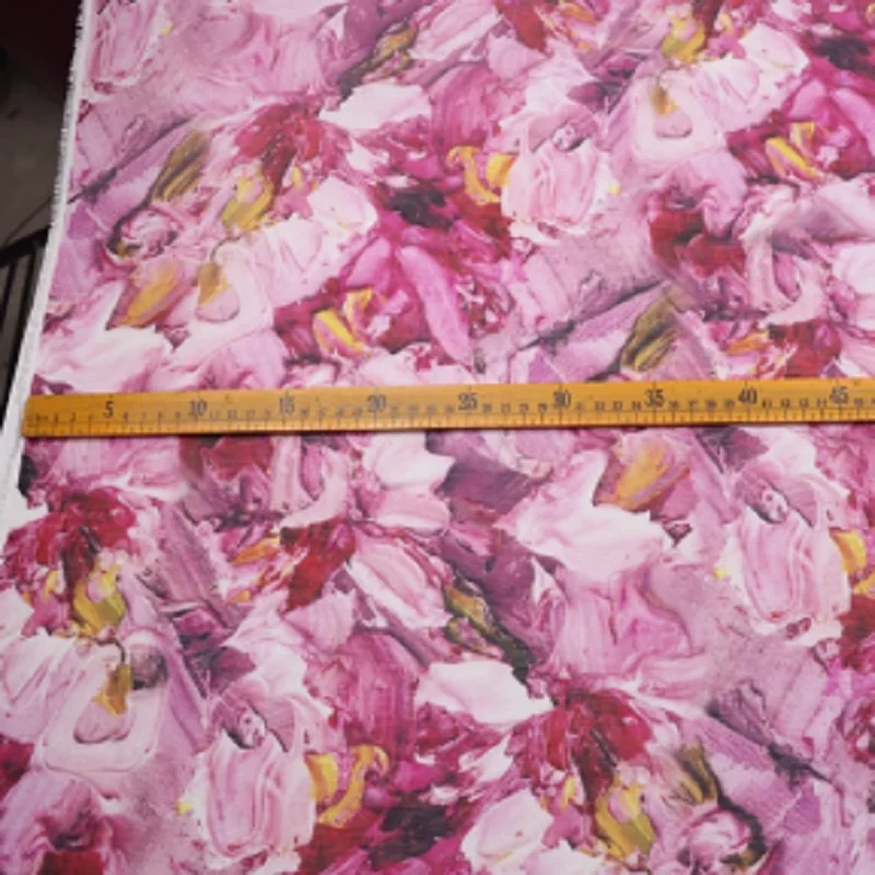 Hot Sale Breathable Pink Flowers Comfortable Feeling Material High Quality Silk Linen Fabric for Women Spring Garment