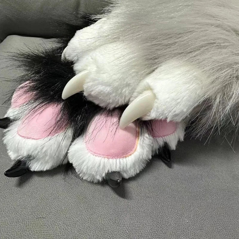 Fursuit Kigurumi Cat Paws Cartoon Plush Furry Cat Cosplay Kig Costume Nail Tiger Claws Full Finger Mittens Story Tell 2pcs