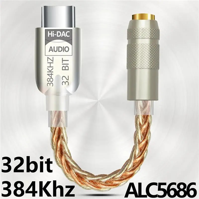 AS95 USB C to 3.5mm DAC Earphone Amplifier Headphone for Amp ALC5686 Hifi Digital Audio AUX Cable Adapter