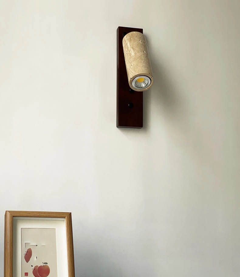 Natural Stone Wood Wall Lamp With Switch Sconce