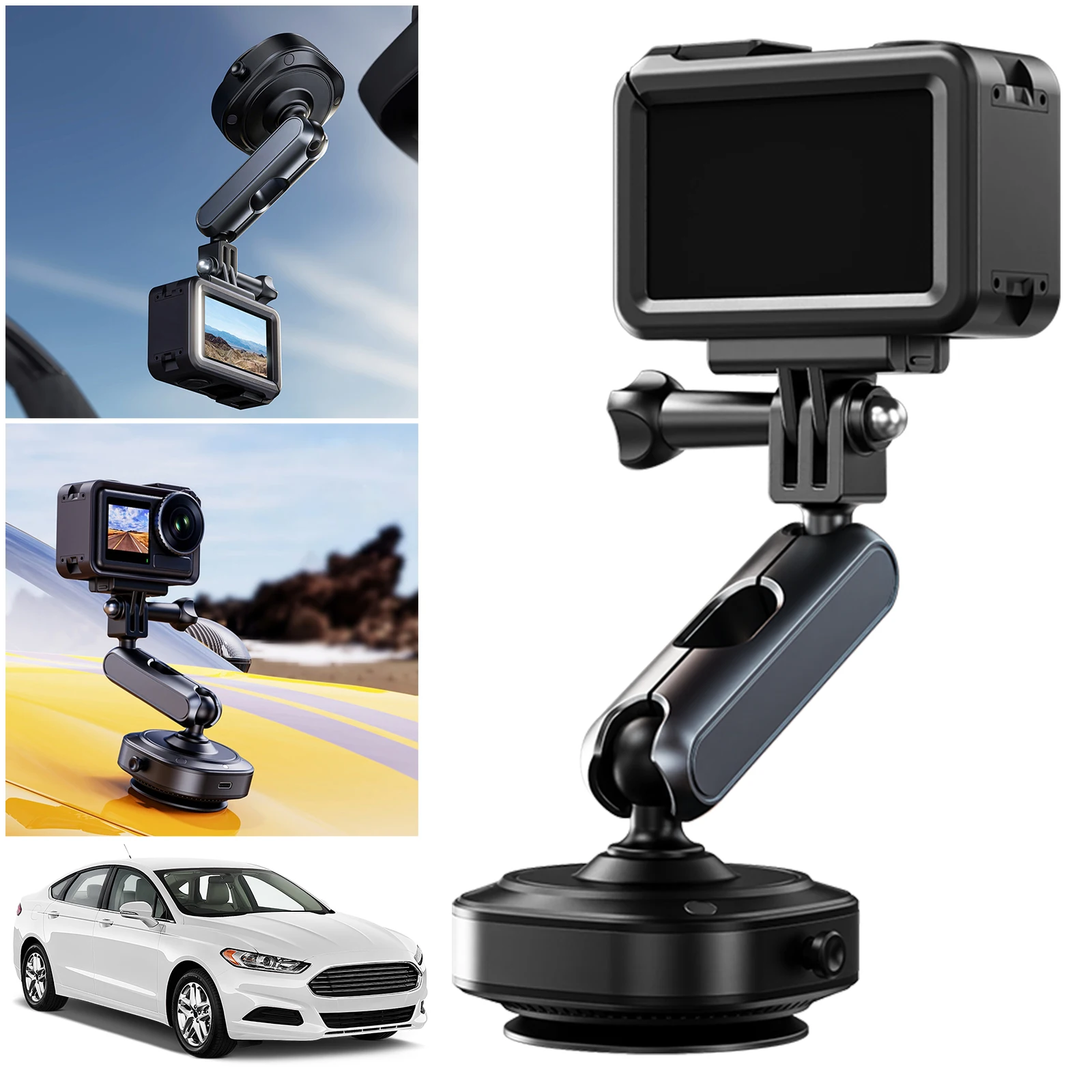Suction Cup Camera Mount 360 Adjustable Car Action Camera Holder for DJI/Insta360/GoPro Action Camera Mount