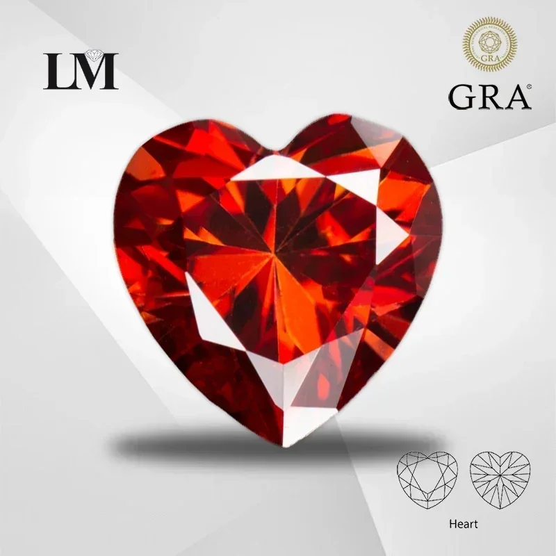 

NEW NEW Moissanite Stone Heart Shape Garnet Color VVS1 With Certificate For Pass Diamond Tester Charms Top Jewelry Making Materi