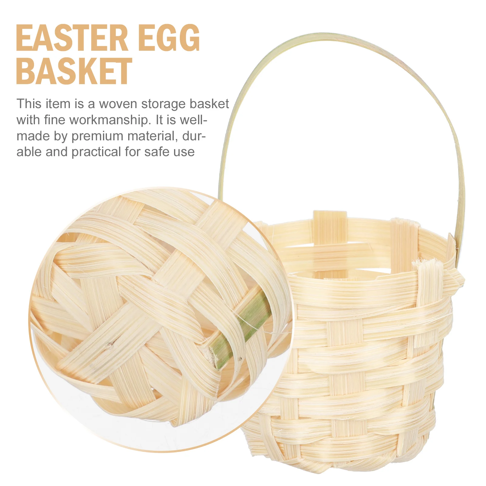 

6pcs Bamboo Storage Basket H woven Rectangular Easter Egg Flower Container Small Items Color Texture Modern