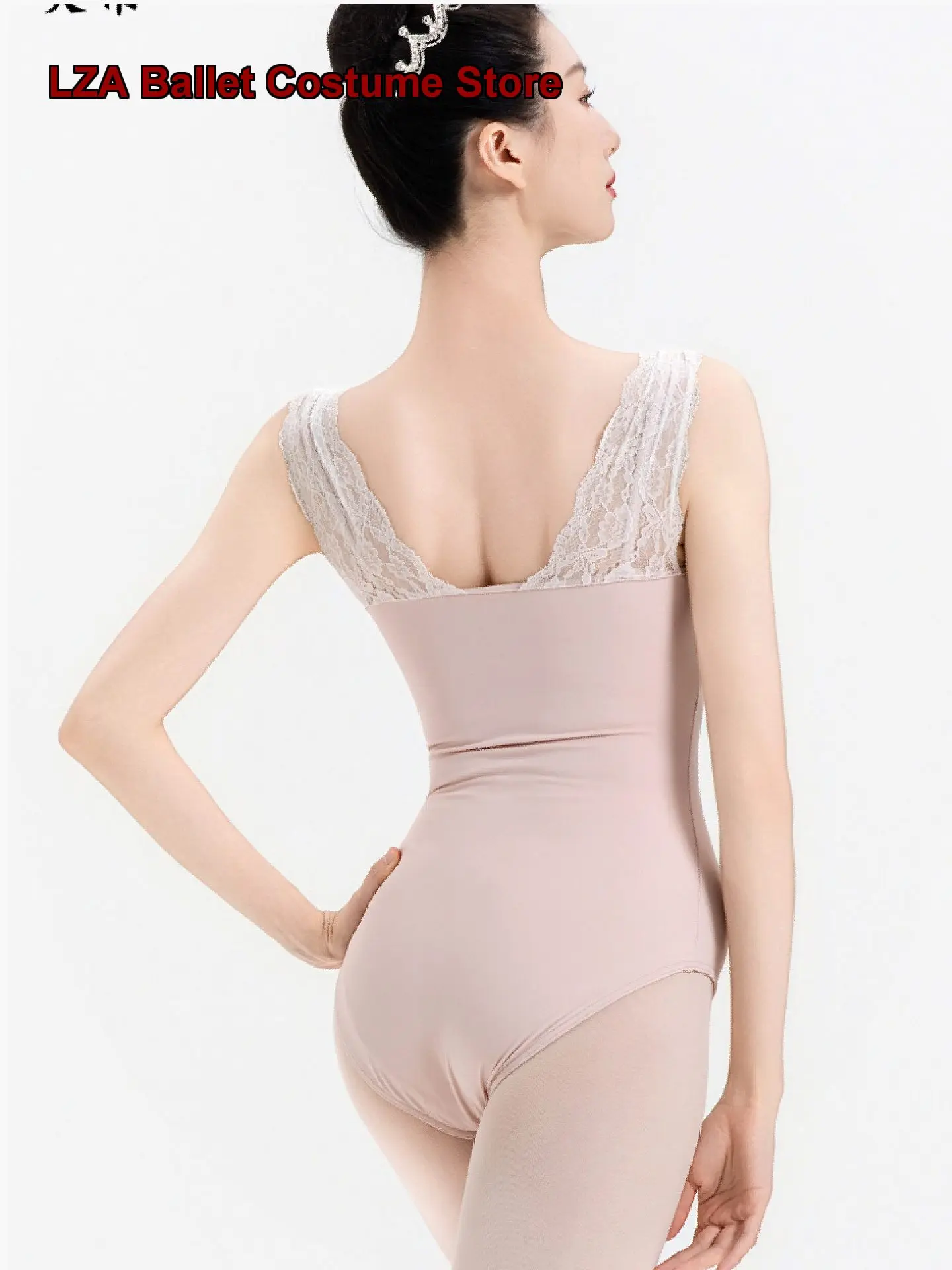 Women's Ballet Leotard Contrast Color Patchwork Lace Unitard Practice Leotard Body Suit Gymnastics Leotard