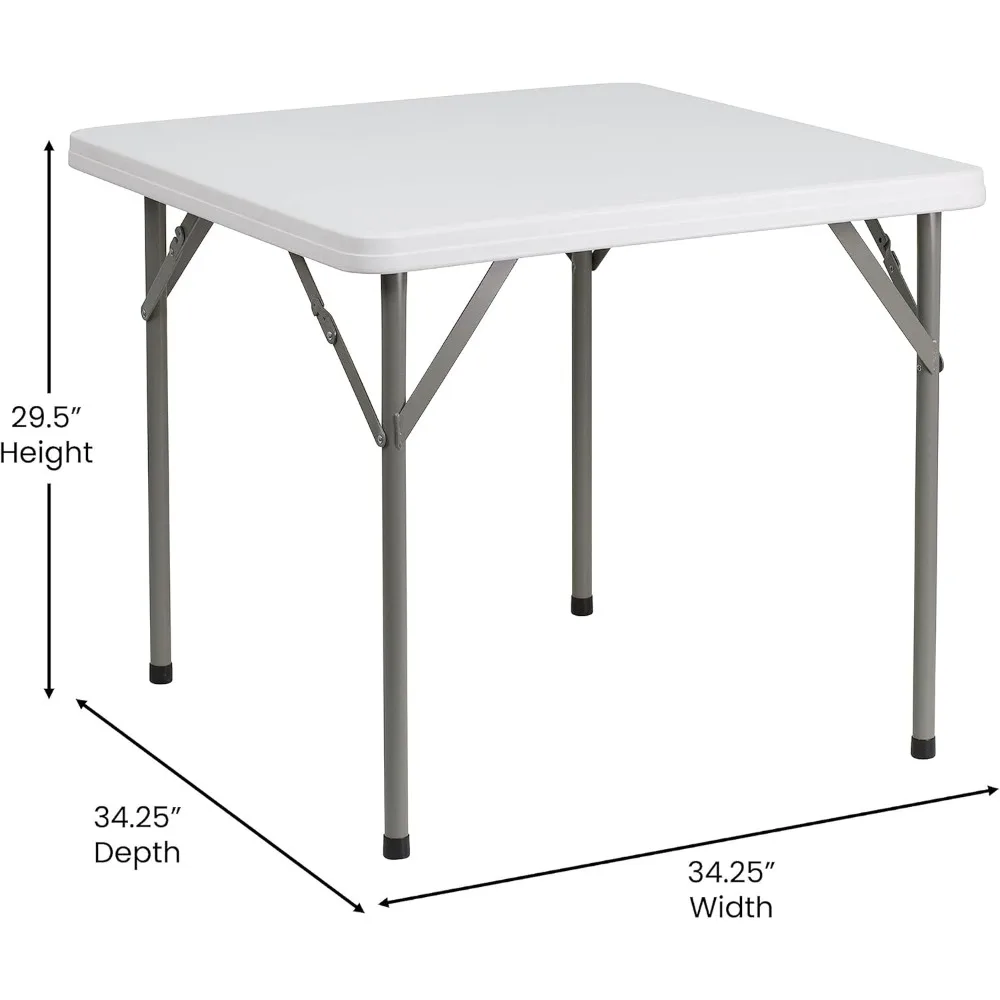 Table rigourpliante carrée en plastique avec pied de verrouillage, table de banquet portable, événements intérieurs et extérieurs, 2.85 po