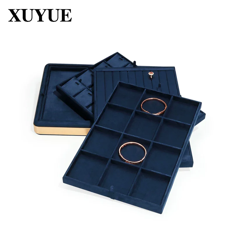 New jewelry props blue metal tray necklace ring jewelry look pallet jewelry storage display display plate