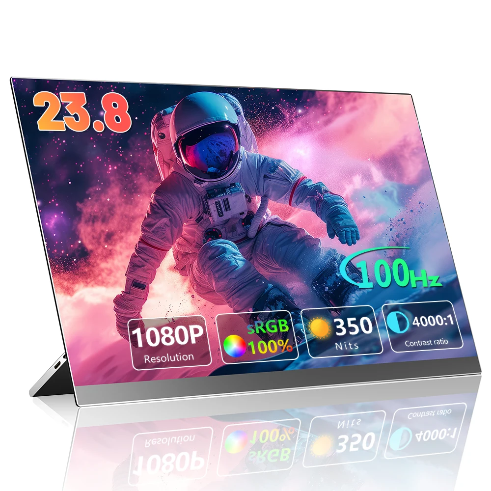 TCDSTAR Custom Resolution Portable Display 23.8 Inch 1080P 75Hz Laptop Extended Screen Portable Monitor For PC & Mobile