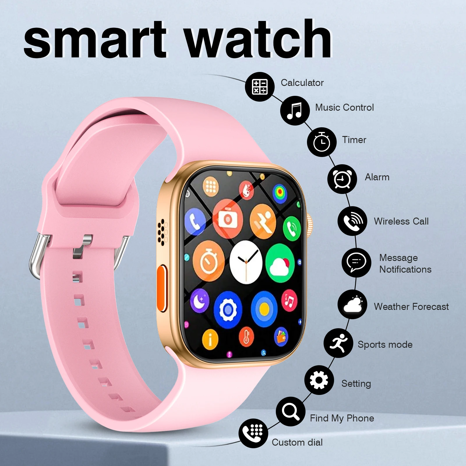 نطاق ذكي 2.01 بوصة للاتصال/الاتصال اللاسلكي، وضع رياضي متعدد، تذكير بالمكالمات الواردة والرفض، عرض تذكير الرسائل