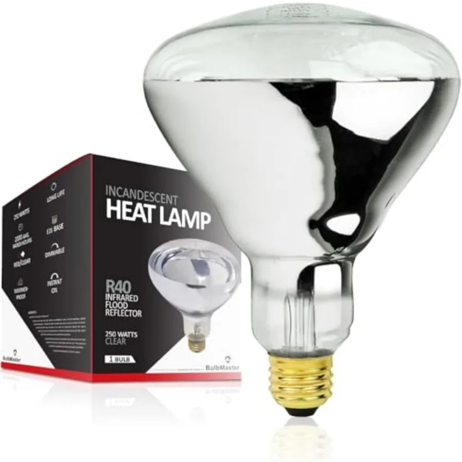 50 Watt Heat lamp Bulb for Bathroom R40 Incandescent Shower Heat Lamp Clear Infrared Bath Light 50R40 Chicken Light Bulb E Base