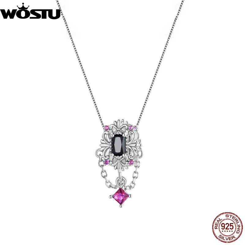 

Женское ожерелье с подвеской WOSTU, ожерелье из стерлингового серебра 925 пробы с регулируемой цепочкой на шею, ювелирное изделие в подарок