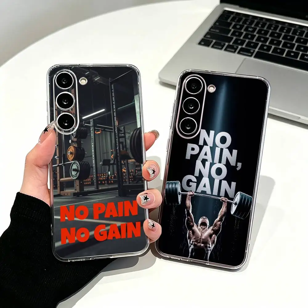 G-Gym No Pain No Gain Clear Phone Case for Samsung Galaxy A71, A70, A52, A51, A40, A30