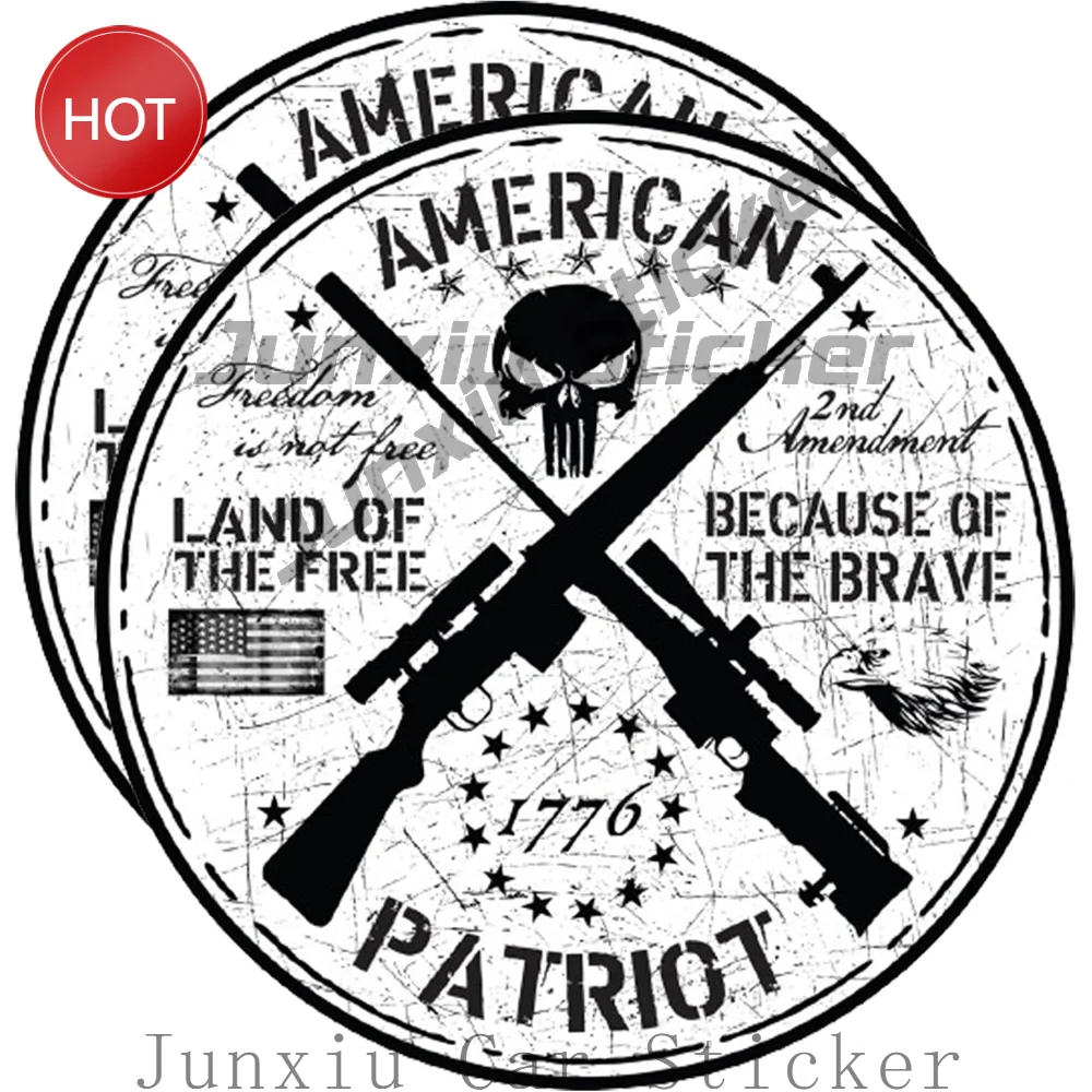 2 Pack Land Of The Free Because Of The Brave PVC Sticker For Car Bumper And Rear Window Decorative Graphic Design Decal