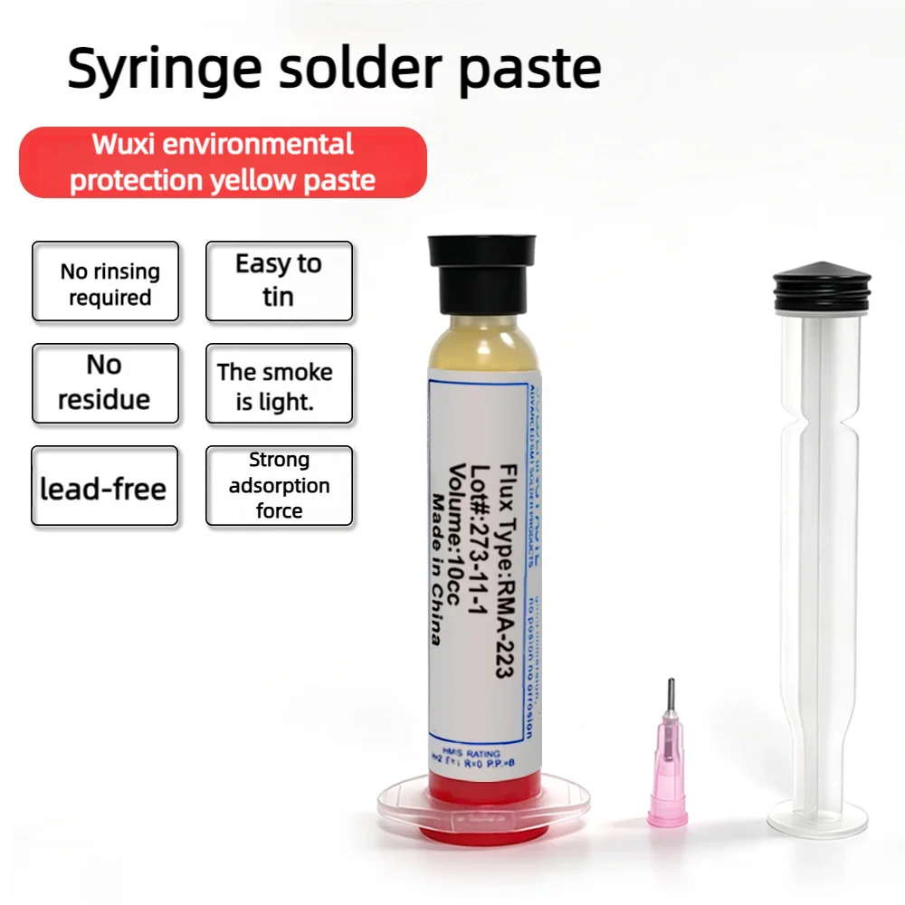 RMA-223 Welding Flux Syringe Barrel Flux PCB IC Mobile Phone Repair SMD Rework 10CC Syringe Barrel Soldering Welding Oil Quality