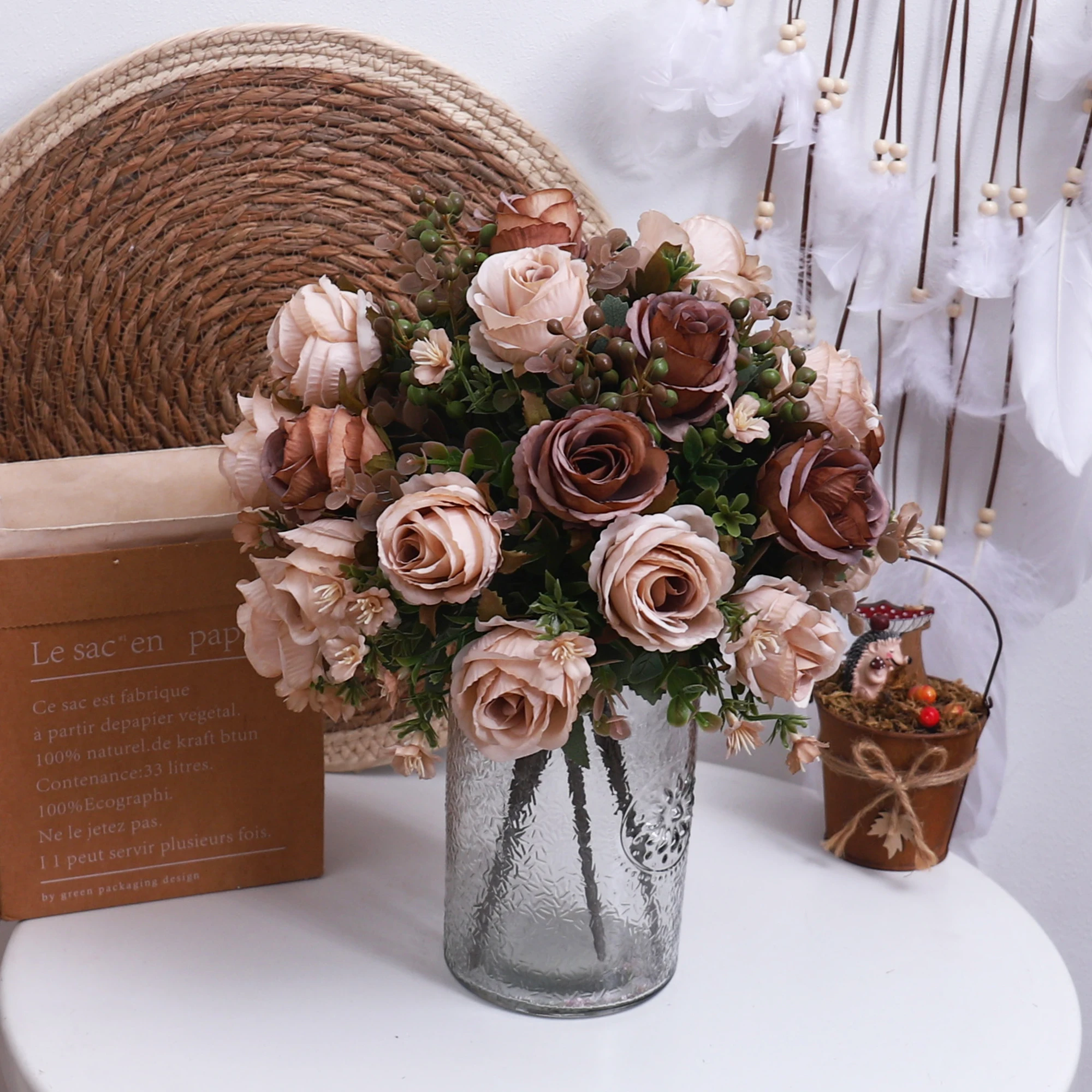 Künstliche Blume Rose Hochzeit Brautstrauß Home Room Tisch Vase Festival Outdoor Garten Bogen DIY Party Geschenk Dekoration