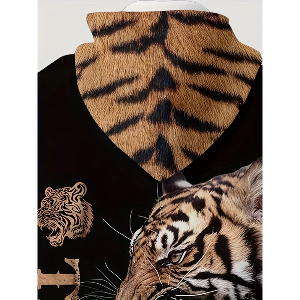 New in Sweatshirts Tiger 3D Print Oversized Zip up Hoodie Top Autumn Winter Street Harajuku Long Sleeve Men's Hoodies Tracksuit