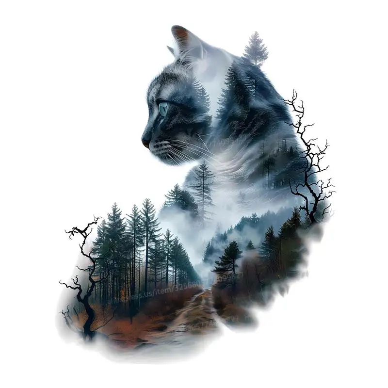 Cat Landscape Creative Wall Sticker Bathroom Toilet Decor Living Room Cabinet Refrigerator Home Decoration Decals M1008