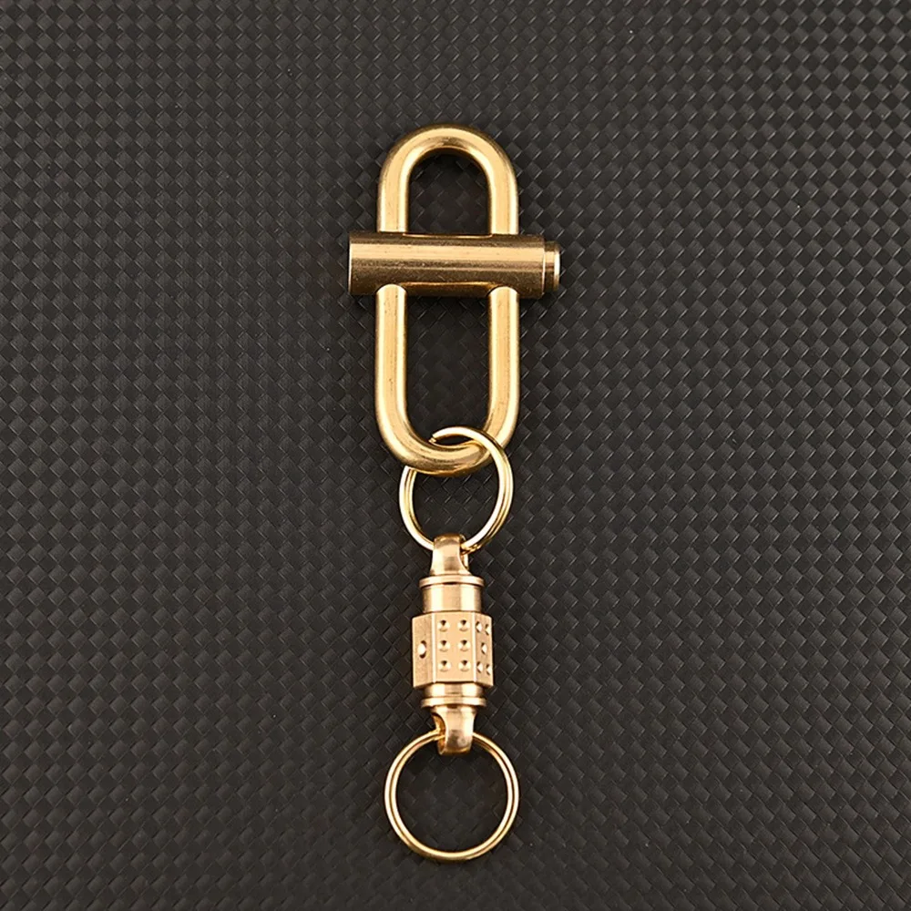 Durable Brass Keychain Heavy Duty 360° Rotation Key Holder Snap Lock Holder Car Keys
