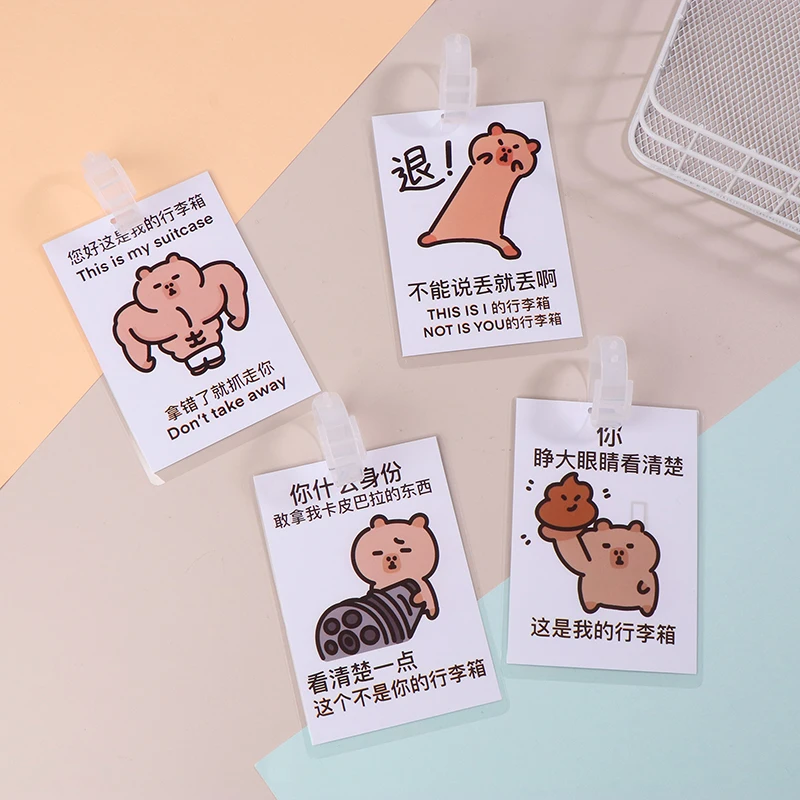 ป้ายที่ใส่ที่อยู่ ID กระเป๋าเดินทางป้ายกระเป๋าการ์ตูน capybara ป้ายขึ้นเครื่องป้ายพกพา